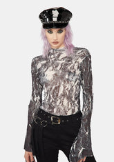 Dark Woven Crimped T-Shirt