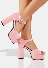 Pink Patent Platform Heels