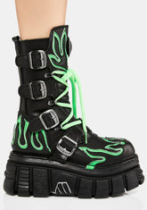 Neon Green M-Tank015-C4 Combat Boots