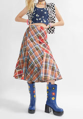 Mix Of Magic Plaid Maxi Skirt