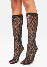 Triple Threat Rose Lace Socks
