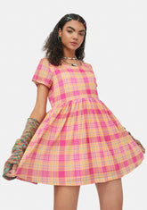 Chasing Sunshine Plaid Babydoll Dress