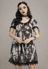Tragic Accident Printed Babydoll Dress