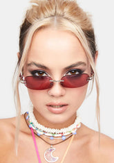 Raspberry Rectangle Sunglasses
