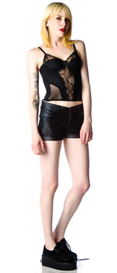 Leather and Lace Moto Shorts