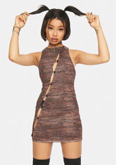 Summer Rays Brown Mesh Aida Mini Dress