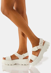 White Kick Off Platform Sandals