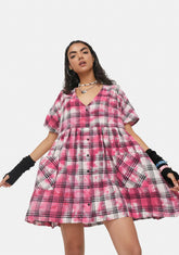 Young Hearts Washed Plaid Dress