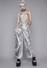 Cyberpunk Cinema Metallic Cargo Pants