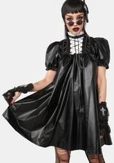 Vegan Leather Lace Up Mini Dress