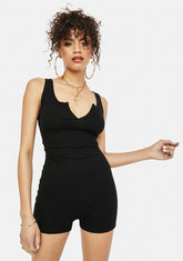 Casual Cutie Notched V-Neck Tank Romper