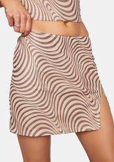 Swirl Print Mesh Mini Skirt