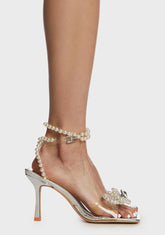 Silver Hope Bow Strappy Heels