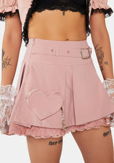 Alternative Rebel Heart Bag Pleated Mini Skirt