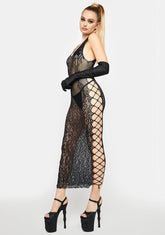 Fallen For You Fishnet Maxi Dress