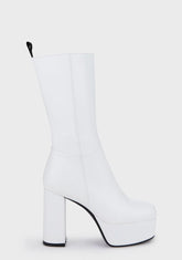 Wide Fit White Going Under Platform Boots