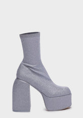 Silver Play Nice Platform Boots