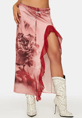 Vintage Rose Frill Midi Skirt