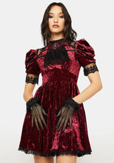 Dead Wine Frilly Neck Dress