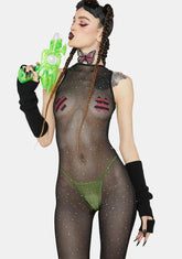Holographic Dot Mesh Catsuit