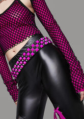 Hot Pink And Black Pyramid Stud Belt