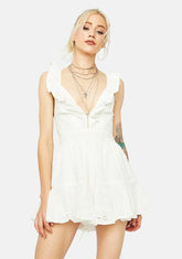 Cuz Ur Cute Sleeveless Eyelet Ruffle Trim Romper