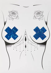 Blue Disco Ball Cross Nipple Pasties