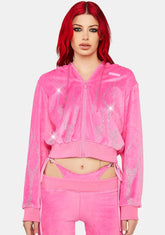 Pink Flame Velour Track Jacket