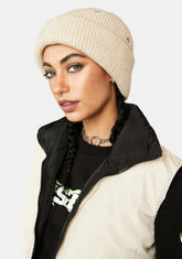 Atmosphere Tan Beanie With Holes