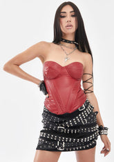 Wine Jet Set Life Corset Top