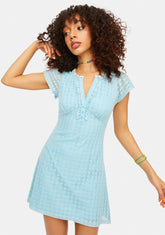 Laid Back Snack Retro Pointelle Henley Dress