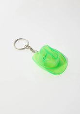 Green Glow In The Dark Cowboy Hat Bottle Opener Keychain