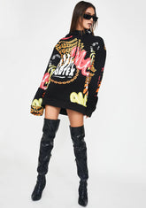 Vortex Graffiti Print Oversized Hoodie