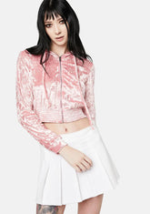 Fighting For You Love Velour Zip Up Hoodie