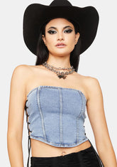 Straight Face Denim Corset Top
