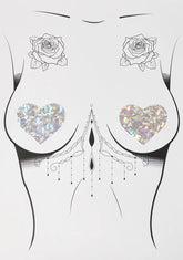 Silver Disco Ball Heart Nipple Pasties
