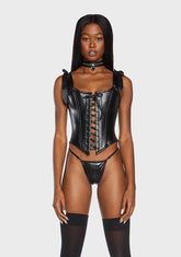 Lavish Faux Leather Bustier Top