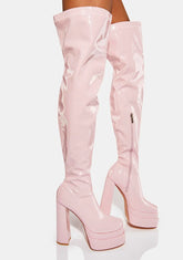 Pink Osborne Thigh High Boots