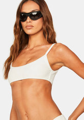White Dallas Ribbed Bikini Top