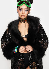 The Starlet Sequin Faux Fur Jacket