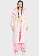 Pink Dick Dollar Faux Fur Coat