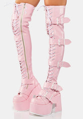 Baby Pink Camel-305 Thigh High Boots