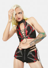 Red Patent Sneaker Neckholder Top