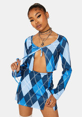Stay Iconic Argyle Skirt Set