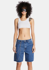 Mid Rise Dad Shorts With Chain Detail