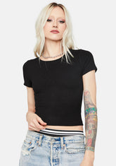 Basic Bliss Ribbed Crop Tee