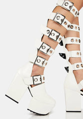 White Barbarian Platform Knee-High Boots