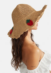 Tan Strawberry Thoughts Sun Hat