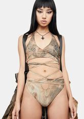 Atmosphere Rockslide Print Wrap Lingerie Set