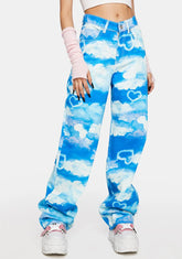 Cloud Print Jeans